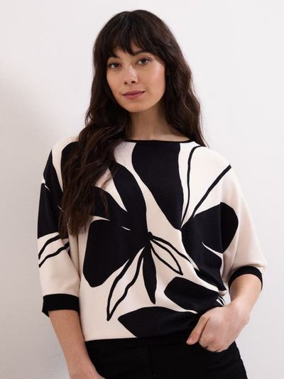 Phase Eight Phase Eight Printed Round Neck Knit Faith Jumper