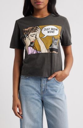 Philcos Philcos Just Bring Wine Crop Cotton Graphic T-Shirt