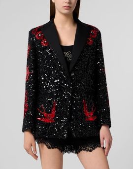 PHILIPP PLEIN PHILIPP PLEIN Boyfriend's Fit Blazer Butterfly Tattoo Paillettes Women