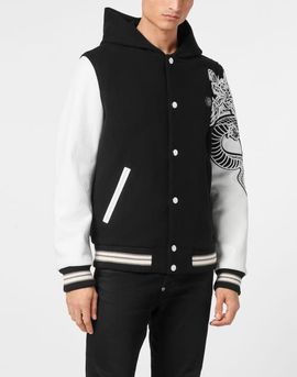 PHILIPP PLEIN PHILIPP PLEIN College Bomber With Leather Sleeves Monogram Men