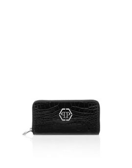 PHILIPP PLEIN PHILIPP PLEIN Croco Embossed Round Zip Wallet Women