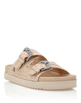 PHILIPP PLEIN PHILIPP PLEIN Croco Printed Leather Sandals Flat Crystal Women
