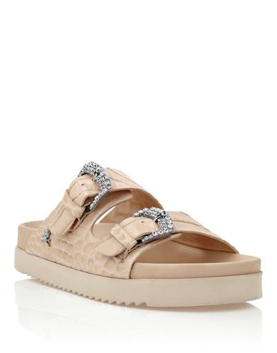 PHILIPP PLEIN PHILIPP PLEIN Croco Printed Leather Sandals Flat Crystal Women