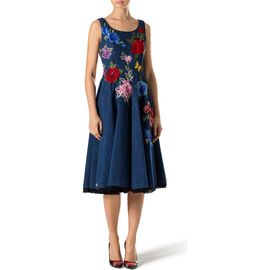 PHILIPP PLEIN PHILIPP PLEIN Crystal Patch Lace Trim Denim Dress Women