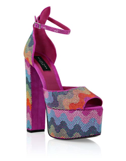 PHILIPP PLEIN PHILIPP PLEIN Crystal Platform Sandals Hi-Heels Waves Rainbow Women