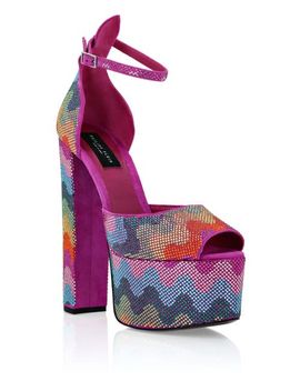 PHILIPP PLEIN PHILIPP PLEIN Crystal Platform Sandals Hi-Heels Waves Rainbow Women