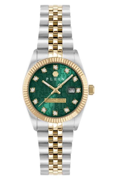 PHILIPP PLEIN PHILIPP PLEIN Date Superlative Crystal Two-Tone Bracelet Watch, 28mm