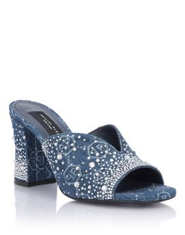 PHILIPP PLEIN PHILIPP PLEIN Denim Mid Heels Platform Sandals Monogram Strass Women
