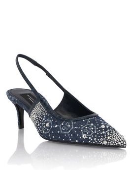 PHILIPP PLEIN PHILIPP PLEIN Denim Mid Heels Slingbacks Monogram Strass Women
