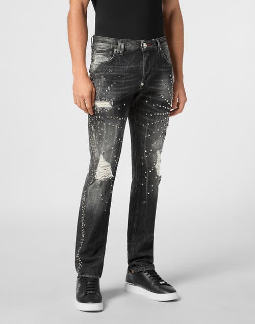 PHILIPP PLEIN PHILIPP PLEIN Denim Super Straight Cut Trousers Studs Men