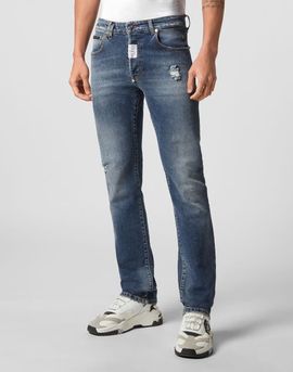 PHILIPP PLEIN PHILIPP PLEIN Denim Trousers Super Straight Cut Hexagon Logo Men
