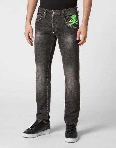PHILIPP PLEIN PHILIPP PLEIN Denim Trousers Super Straight Cut Skull&Bones Men