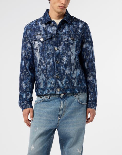 PHILIPP PLEIN PHILIPP PLEIN Denim Trucker Jacket Jacquard Monogram Men
