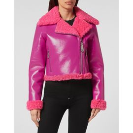 PHILIPP PLEIN PHILIPP PLEIN Eco Shearling Short Biker Jacket Skull&Amp;Bones Women
