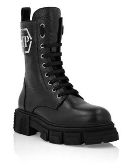 PHILIPP PLEIN PHILIPP PLEIN Embossed Leather Boots Mid Flat Women
