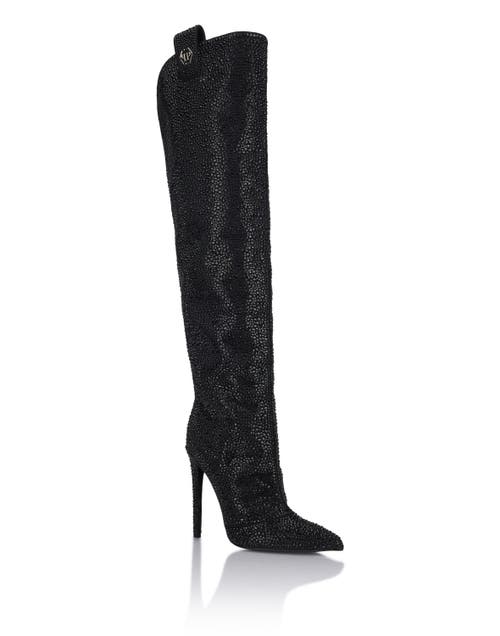 PHILIPP PLEIN PHILIPP PLEIN High-Heel High Boots Mixed Strass Hexagon Women