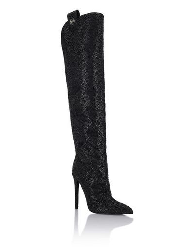 PHILIPP PLEIN PHILIPP PLEIN High-Heel High Boots Mixed Strass Hexagon Women