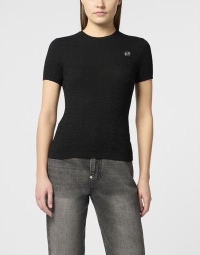 PHILIPP PLEIN PHILIPP PLEIN Knitted T-Shirt Sexy Pure Fit Monogram Monogram Women