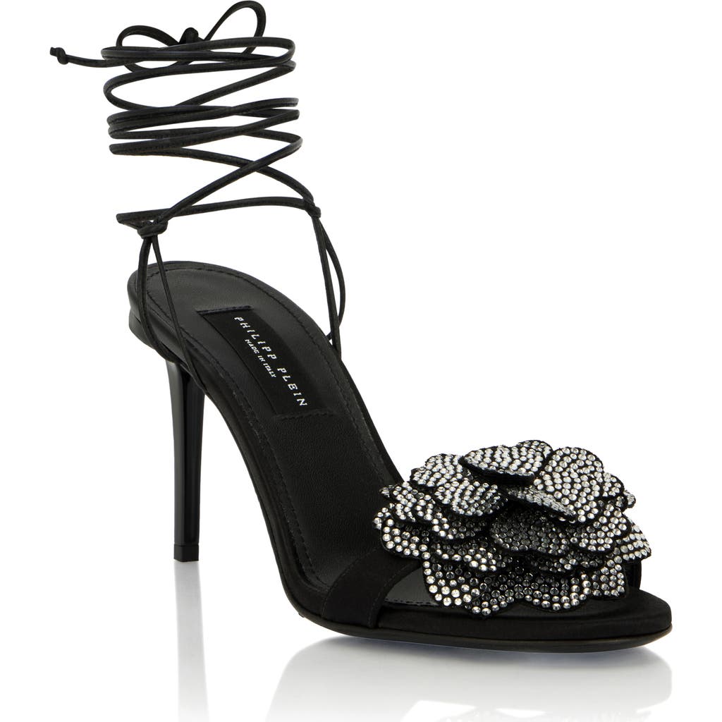 PHILIPP PLEIN PHILIPP PLEIN Lace-Up High Heels Sandals Strass Flower 9 Women