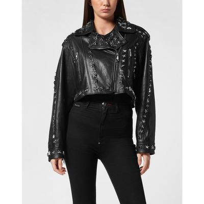 PHILIPP PLEIN PHILIPP PLEIN Leather Biker Jacket Star Studs Women