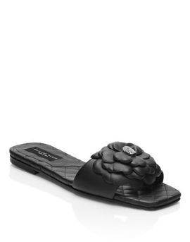 PHILIPP PLEIN PHILIPP PLEIN Leather Flat Slides Flower Women