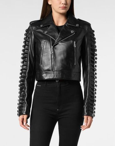 PHILIPP PLEIN PHILIPP PLEIN Leather Jacket Crystal Skull Women