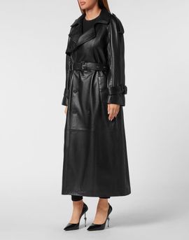 PHILIPP PLEIN PHILIPP PLEIN Leather Long Trench Coat Women