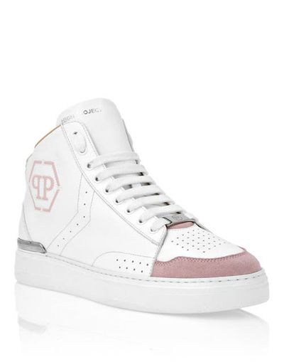 PHILIPP PLEIN PHILIPP PLEIN Leather Mid-Top Sneakers Hexagon Unisex