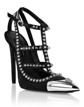 PHILIPP PLEIN PHILIPP PLEIN Leather Strass Sandals High Heels Studs Women