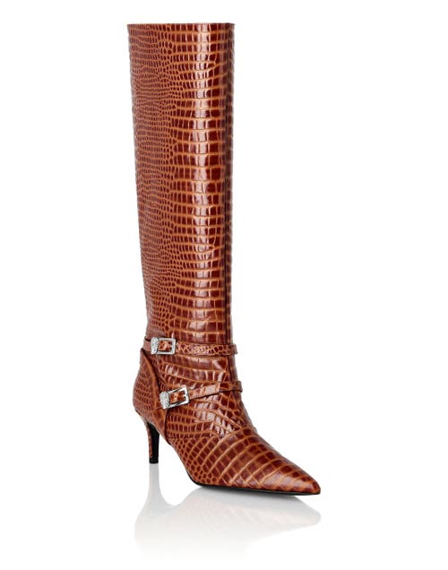 PHILIPP PLEIN PHILIPP PLEIN Low-Heel Strapped High Boots Cocco Print Women