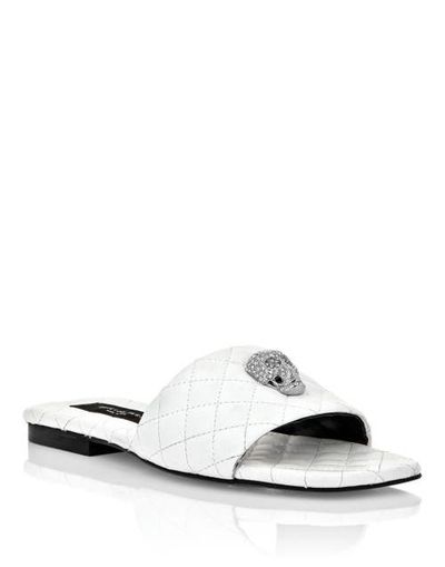 PHILIPP PLEIN PHILIPP PLEIN Matelasse Slides Crystal Skull Women