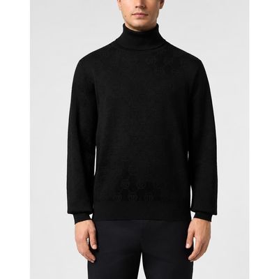 PHILIPP PLEIN PHILIPP PLEIN Merino Wool Knit Turtleneck Jacquard Monogram Men