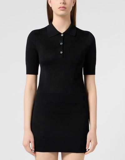 PHILIPP PLEIN PHILIPP PLEIN Merino Wool Regular Polo Jacquard Monogram Women