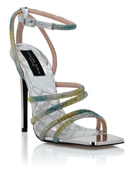 PHILIPP PLEIN PHILIPP PLEIN Mirror Leather Sandals Hi-Heels Crystal Women