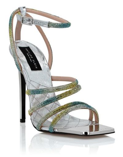 PHILIPP PLEIN PHILIPP PLEIN Mirror Leather Sandals Hi-Heels Crystal Women
