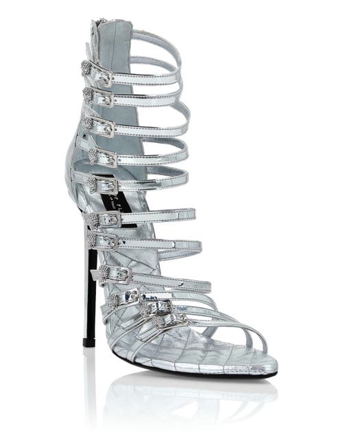 PHILIPP PLEIN PHILIPP PLEIN Mirror Leather Sandals High Plein Heels Skull Women