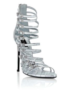 PHILIPP PLEIN PHILIPP PLEIN Mirror Leather Sandals High Plein Heels Skull Women