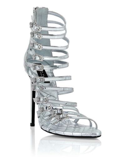 PHILIPP PLEIN PHILIPP PLEIN Mirror Leather Sandals High Plein Heels Skull Women