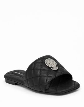 PHILIPP PLEIN PHILIPP PLEIN Nappa Flat Matelasse Sandals Crystal Skull Women