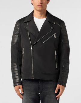 PHILIPP PLEIN PHILIPP PLEIN Nylon Biker Jacket Eco Leather