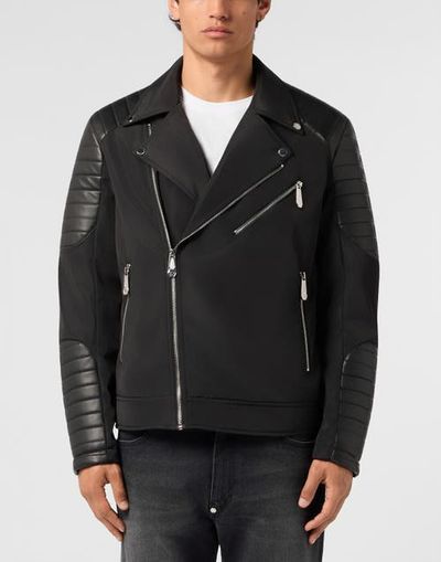 PHILIPP PLEIN PHILIPP PLEIN Nylon Biker Jacket Eco Leather