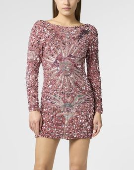PHILIPP PLEIN PHILIPP PLEIN Open Back Mini Dress Tattoo Paillettes Women