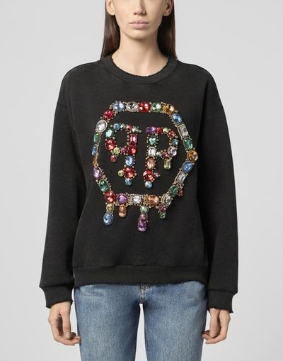 PHILIPP PLEIN PHILIPP PLEIN Open Back Sweatshirt Hexagon Stones Women