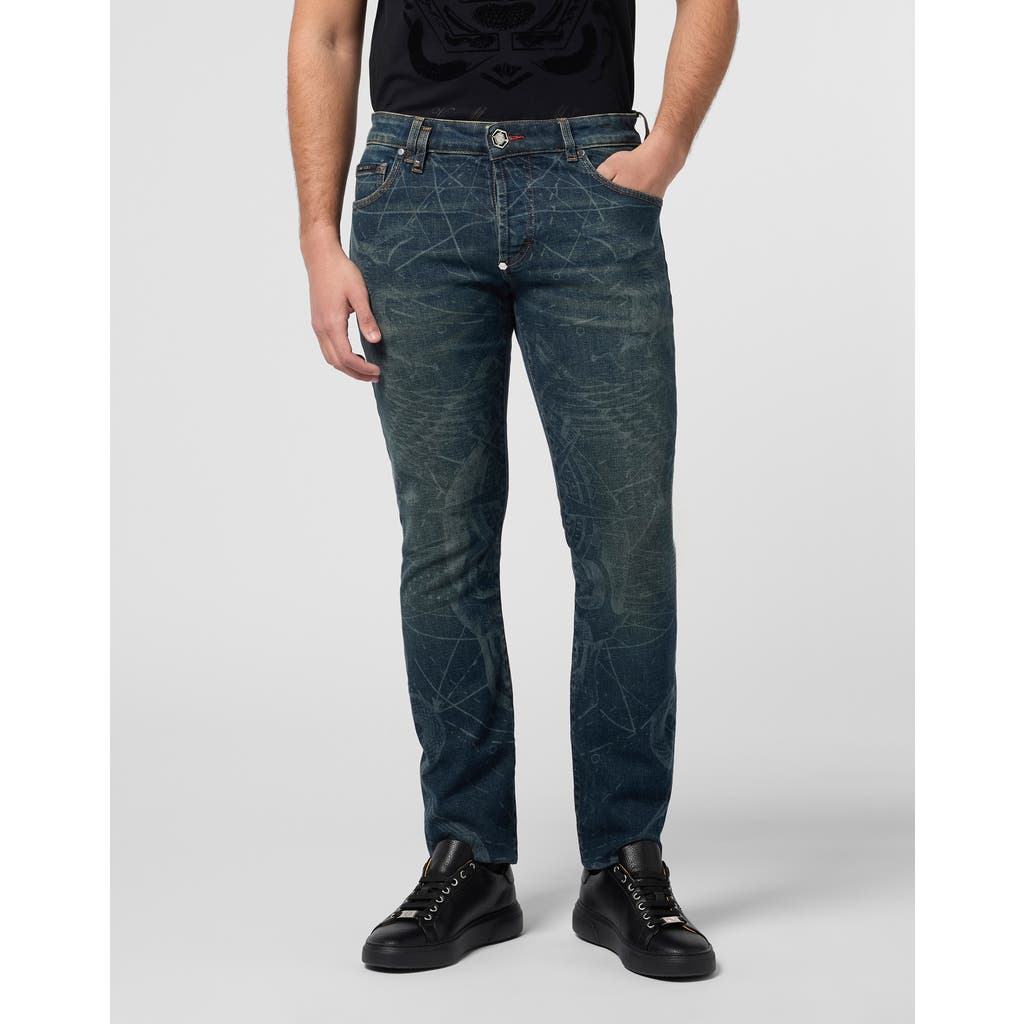 PHILIPP PLEIN PHILIPP PLEIN Printed Super Straight Cut Jeans Tattoo Men