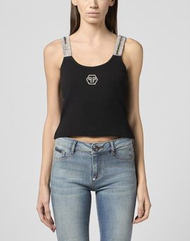 PHILIPP PLEIN PHILIPP PLEIN Rib Tank Top Strass Hexagon Women