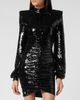 PHILIPP PLEIN PHILIPP PLEIN Ruched Sequin Long Puff Sleeve Midi Evening Dress Women - 1