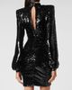 PHILIPP PLEIN PHILIPP PLEIN Ruched Sequin Long Puff Sleeve Midi Evening Dress Women - 2