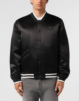 PHILIPP PLEIN PHILIPP PLEIN Satin College Bomber Plein Logo Men