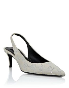 PHILIPP PLEIN PHILIPP PLEIN Satin Slingback Shoes Low Heels Monogram Strass Women