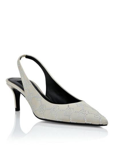 PHILIPP PLEIN PHILIPP PLEIN Satin Slingback Shoes Low Heels Monogram Strass Women